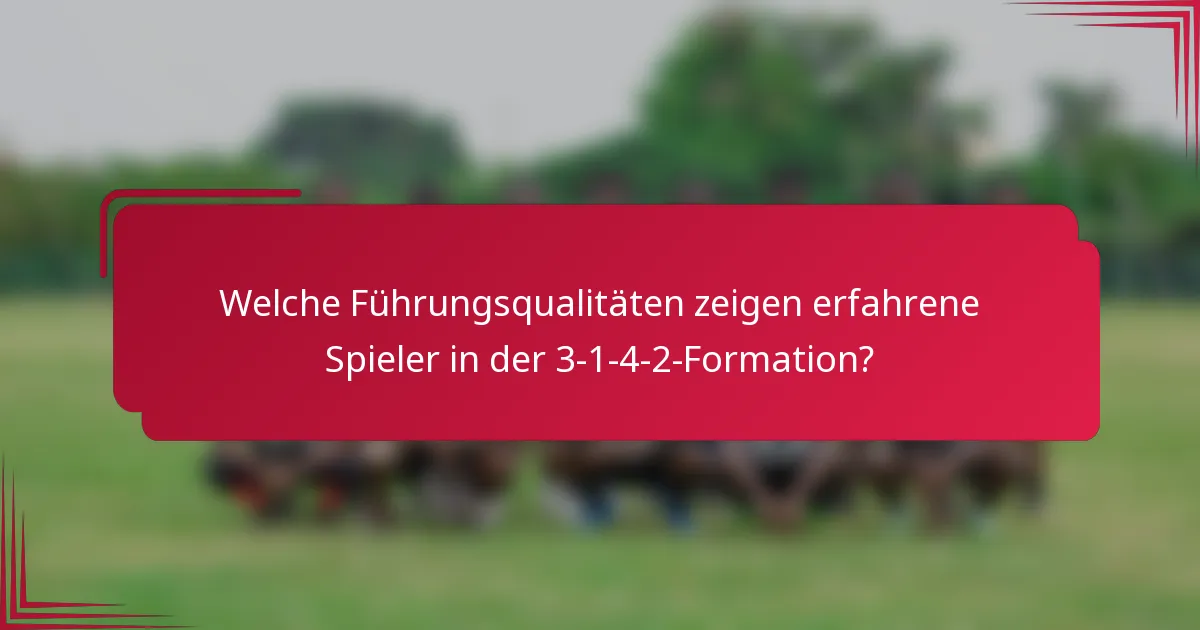 Welche Führungsqualitäten zeigen erfahrene Spieler in der 3-1-4-2-Formation?